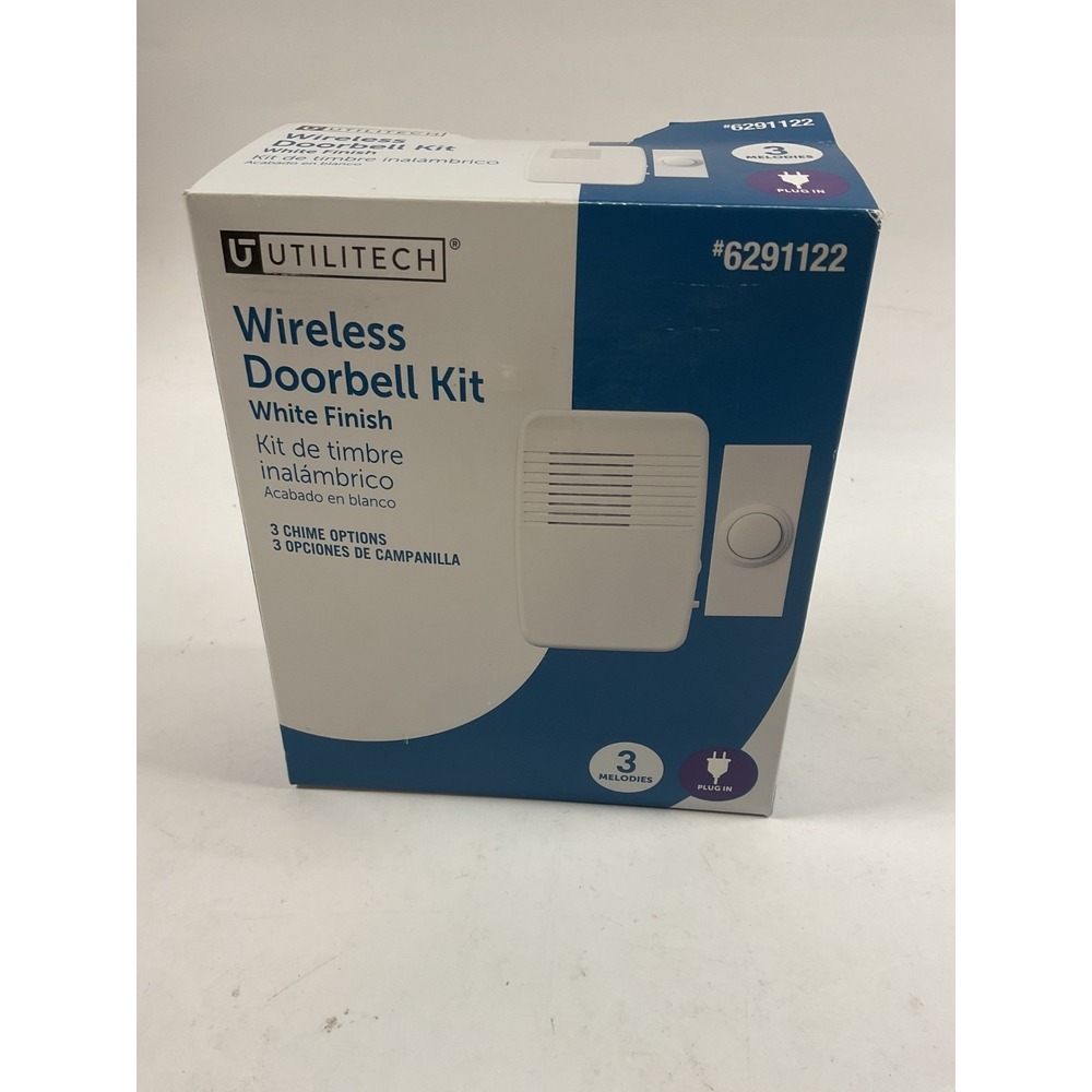 Utilitech Wireless Doorbell Kit Sensor 2 Melodies White Finish #6291125